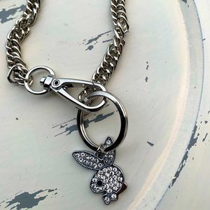 Playboy bunny rhinestone embossed choker necklace